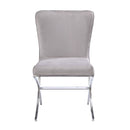 Daire - Side Chair (Set of 2) - Light Gray Velvet & Chrome