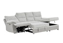 U3822 - Sectional With Pull Out Bed And USB - Light Gray