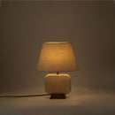 Solis - 14" Genuine Marble And Mango Wood Base With Linen Textured Fabric Shade Table Lamp