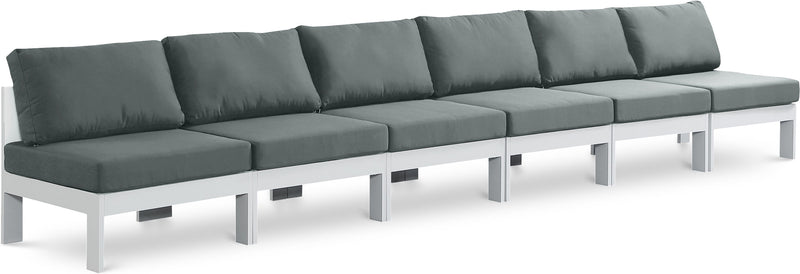 Nizuc - Outdoor Patio 6 Seat Armless Modular Sofa With White Frame