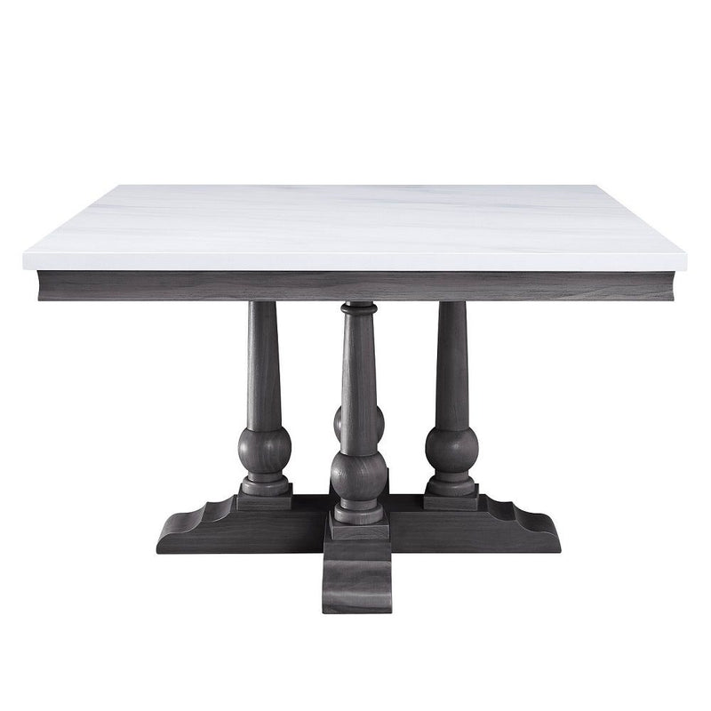 Yabeina - Square Dining Table - Marble Top Top & Gray Oak
