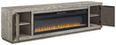 Naydell - 92" TV Stand With Wide Fireplace Insert - Gray