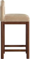 Conrad - Velvet Counter Stool With Brown Legs