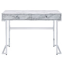 Tigress - Writing Desk - White Printed Faux Marble Top & Chrome