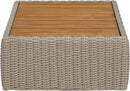 Seacrest - Teak Wood And Wicker Outdoor Patio Coffee Table