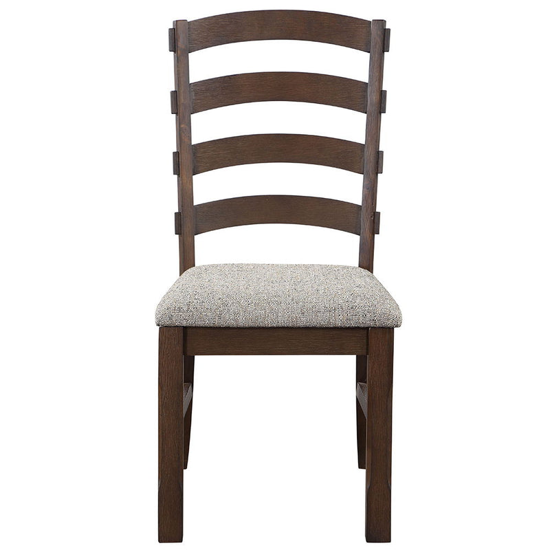 Pascaline - Side Chair (Set of 2) - Gray Fabric, Rustic Brown & Oak