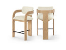 Cedra - Velvet Performance Fabric Upholstered Counter Stool - Natural Frame