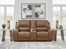 DeepWakes - Power Reclining Loveseat / Console / Adjustable Headrest - Caramel