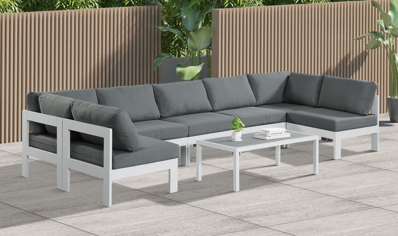 Nizuc - Outdoor Patio 7 Piece Modular Sectional With White Frame
