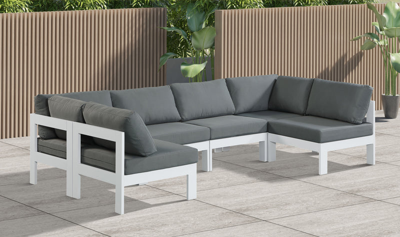 Nizuc - Outdoor Patio 6 Piece Modular Sectional With White Frame