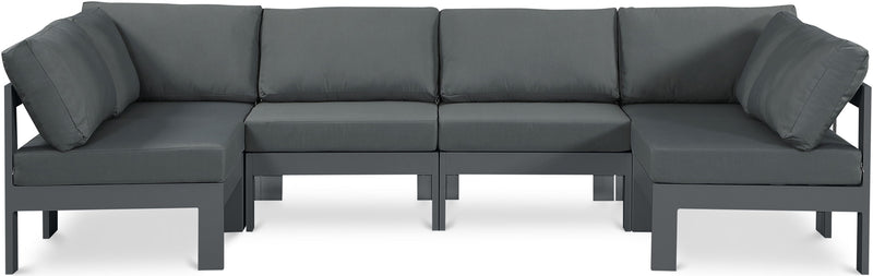Nizuc - Outdoor Patio 6 Piece Modular Sectional With Gray Frame
