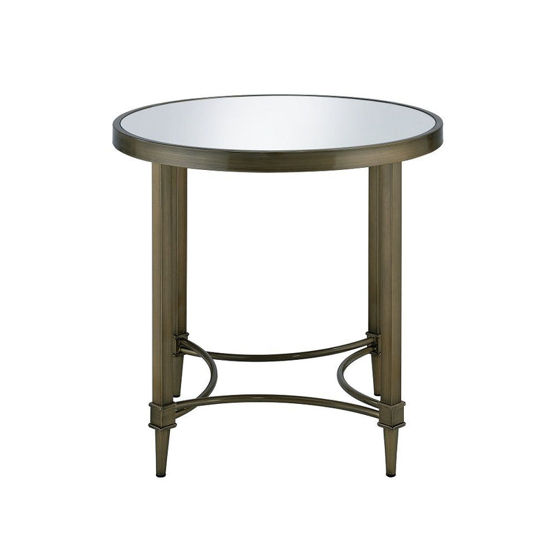 Aditya - End Table - Mirrored & Antique Brass