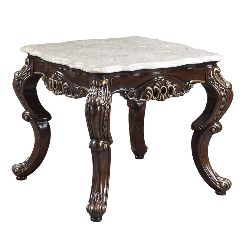 Benbek - End Table - Marble & Antique Oak