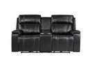 U8880 - Power Console Reclining Loveseat With Armrest Cupholder, Console Cooler With Watch Charger - Black