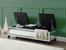 Noralie - 16" Bench With Storage - Mirrored & Faux Diamonds
