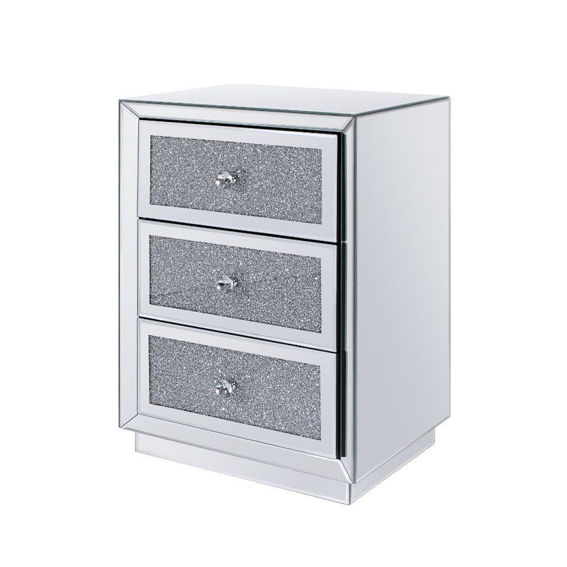 Noralie - 26" Accent Table - Mirrored, Faux Diamonds