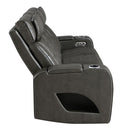 Taddeo - Power Motion Sofa With Power Headrest, USB, Wireless Charger, LED & Reading Light - Dark Gray