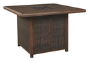 Paradise Trail - Square Bar Table w/Fire Pit - Medium Brown