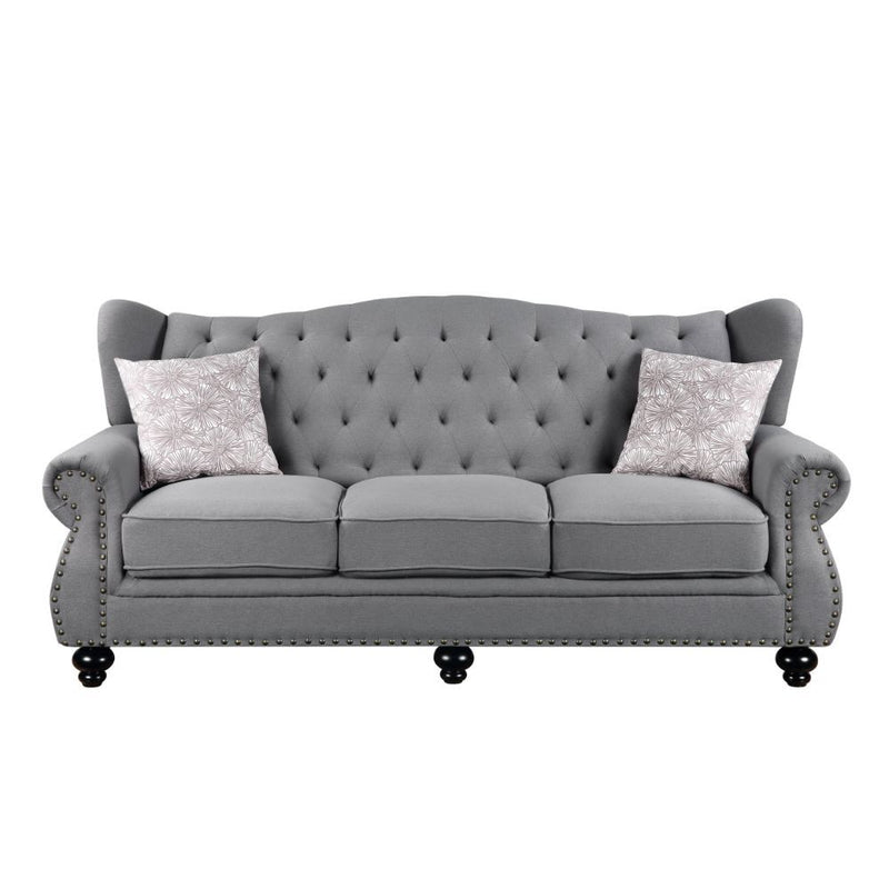 Hannes - Sofa With 2 Pillows - Gray Fabric