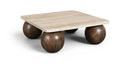 Strata - Travertine And Mango Wood Coffee Table - Brown / Beige