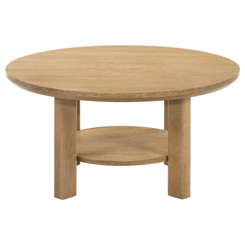 Ottowa - Round Wood Table With Shelf