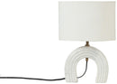 Lithos - Genuine Marble Base And Linen Textured Fabric Shade Table Lamp