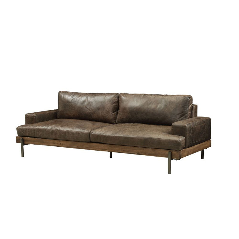 Silchester - Sofa - Distress Chocolate Top Grain Leather & Oak