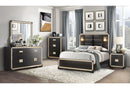 Blake - 4 Piece Full Bedroom Set (Bed With Lamps, Dresser, Mirror, Nightstand) - Black / Gold