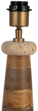 Palea - Mango Wood Base And Linen Textured Fabric Shade Table Lamp - Travertine / Natural