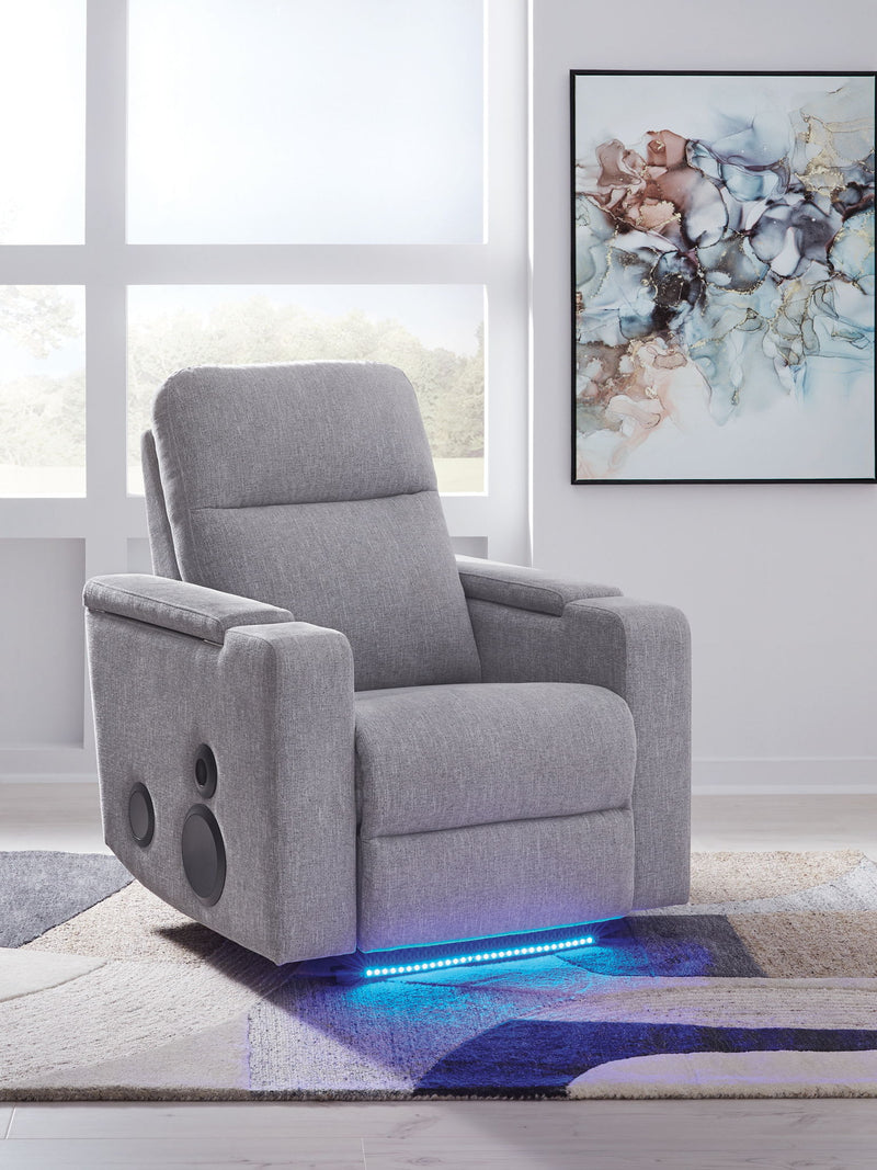 Pineland - Glider Power Recliner With Audio System - Pewter