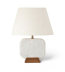 Solis - 14" Genuine Marble And Mango Wood Base With Linen Textured Fabric Shade Table Lamp