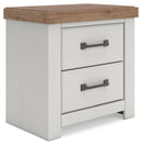 Savonport - Two Drawer Night Stand - White / Brown