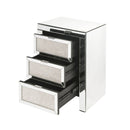Noralie - Accent Table, 3 Storage Drawers - Mirrored & Faux Diamonds