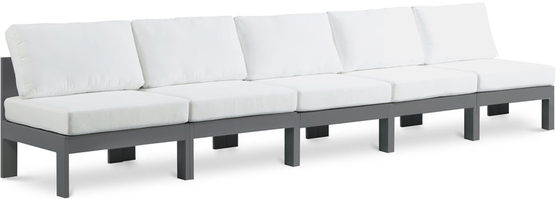 Nizuc - Outdoor Patio 5 Seat Modular Armless Sofa With Gray Frame