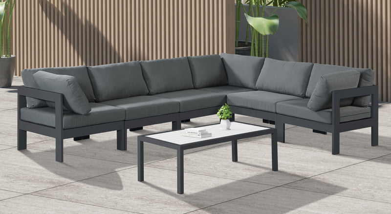 Nizuc - Outdoor Patio 6 Piece Modular Sectional With Gray Frame