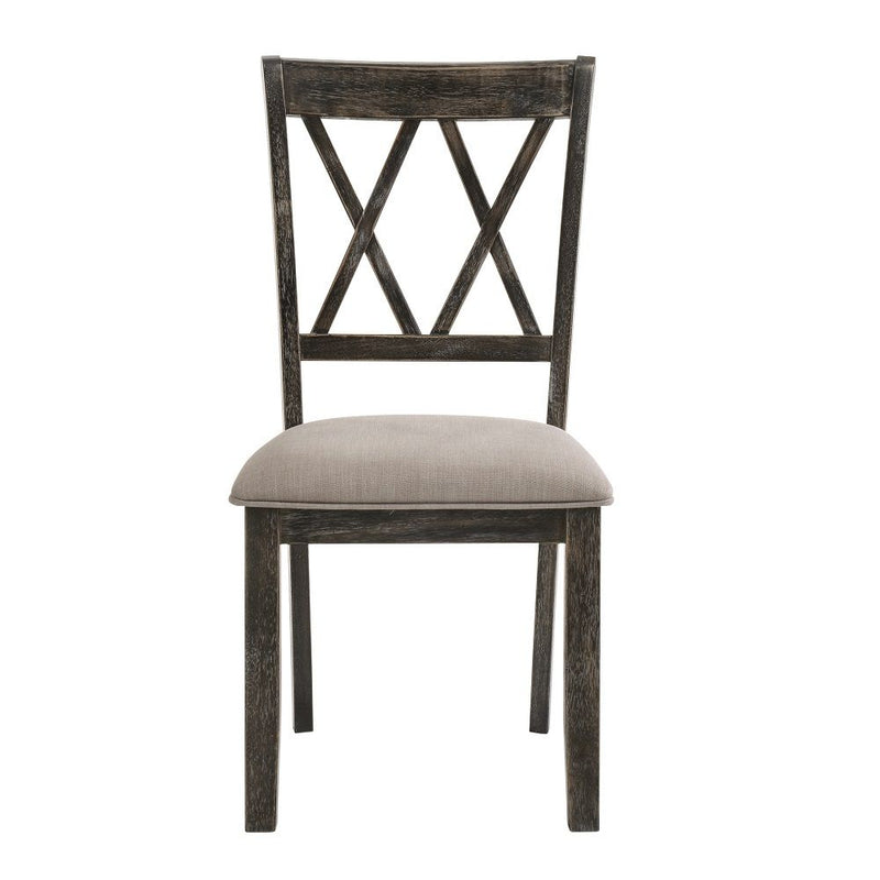 Claudia II - Side Chair (Set of 2) - Beige Fabric & Weathered Gray
