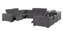 1208 - 8 Piece U Shaped Leather Sectional With 4 Power Recliners & Power Headrest