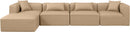 Cube - 5 Piece Modular Sectional With Chaise - Tan