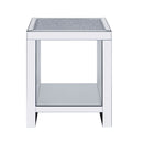 Noralie - End Table With Open Storage Compartment - Clear Glass, Mirrored & Faux Diamonds