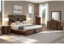 Optimus - 4 Piece Bedroom Set (Queen Bed, Dresser, Mirror And Nightstand) - Black / Brown