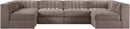 Rummi - Armless Velvet Performance Fabric Upholstered 6 Piece Modular Sectional