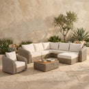 Seacrest - Olefin Water Resistant Fabric And Wicker 6 Piece Outdoor Patio Modular Sectional