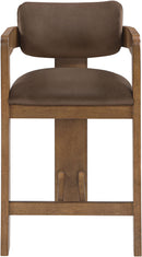 Sacha - Velvet Stool With Brown Base