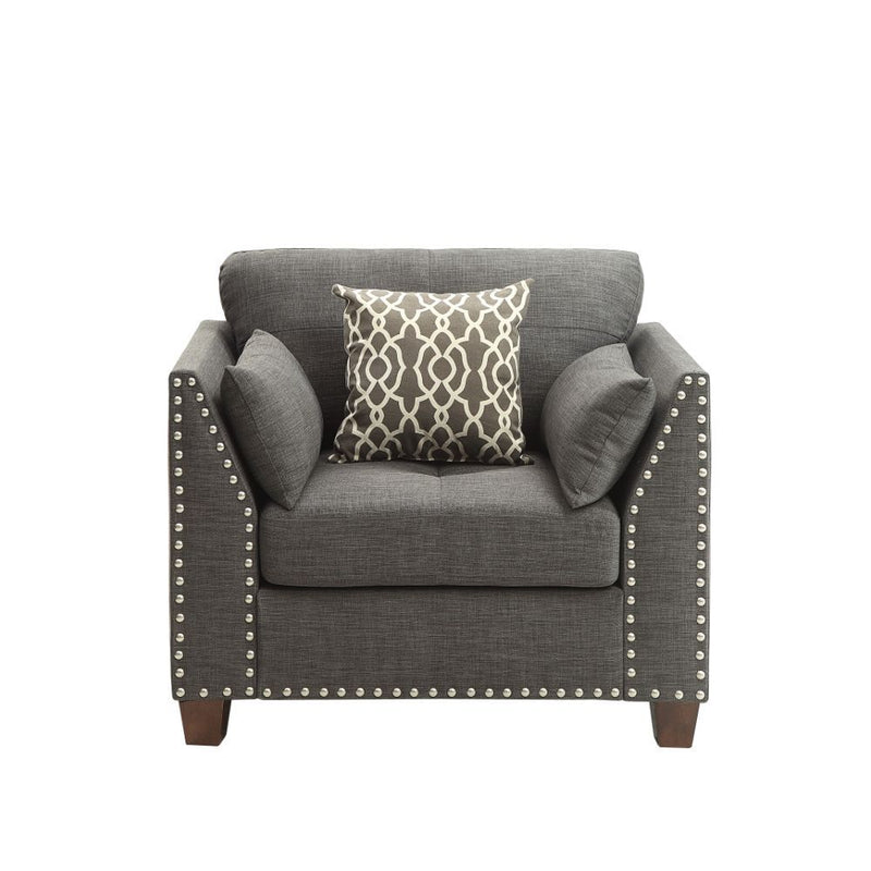 Laurissa - Chair With 3 Pillows - Light Charcoal Linen