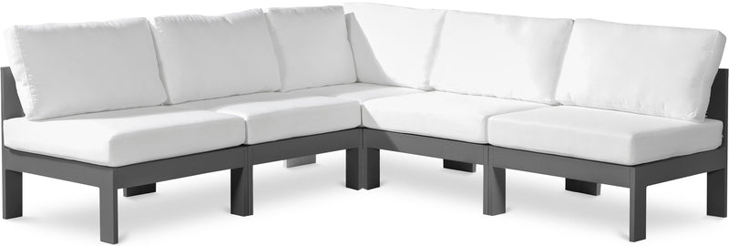 Nizuc - Outdoor Patio 5 Piece Modular Sectional With Gray Frame