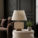 Solis - 14" Genuine Marble And Mango Wood Base With Linen Textured Fabric Shade Table Lamp