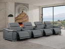 2679 - Genuine Leather Sofa With 4 Power Recliners, Power Headrests & 3 Storage Consoles