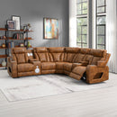 Taddeo - Power Motion Sectional Sofa With Power Headrest, Massage & LED - Two Tone Brown Leatherette