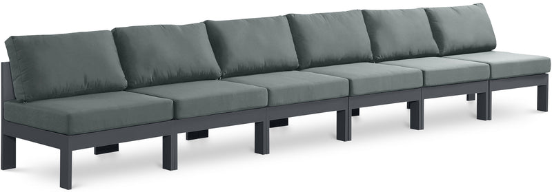 Nizuc - Outdoor Patio 6 Seat Armless Modular Sofa With Gray Frame