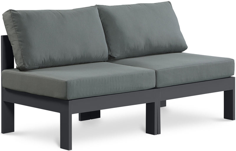 Nizuc - Outdoor Patio 2 Seat Armless Modular Sofa With Gray Frame